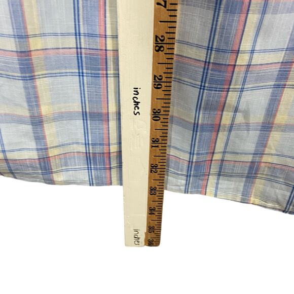 Faconnable Plaid Blue Short Sleeves Button Down Shirt Mens XL - Picture 4 of 8